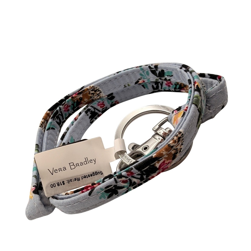 Vera Bradley Lanyard Hedgehog Wild Blue Floral Key ID Holder Nurse Office Badge